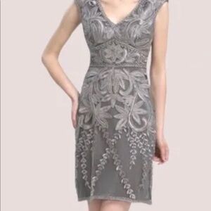 Sue Wong Platinum Embroidered Dress